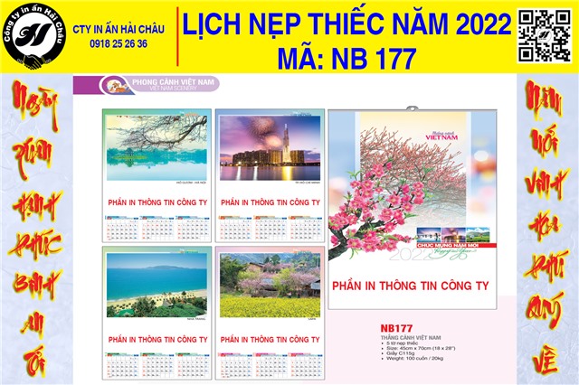 Lịch Nẹp Thiếc 5 Tờ  NB - 177