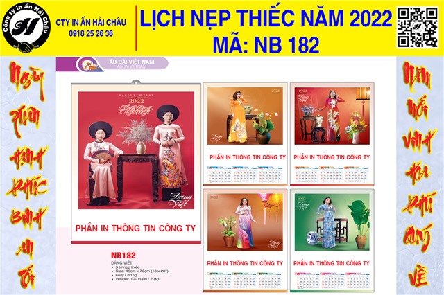 Lịch Nẹp Thiếc 5 Tờ  NB - 182